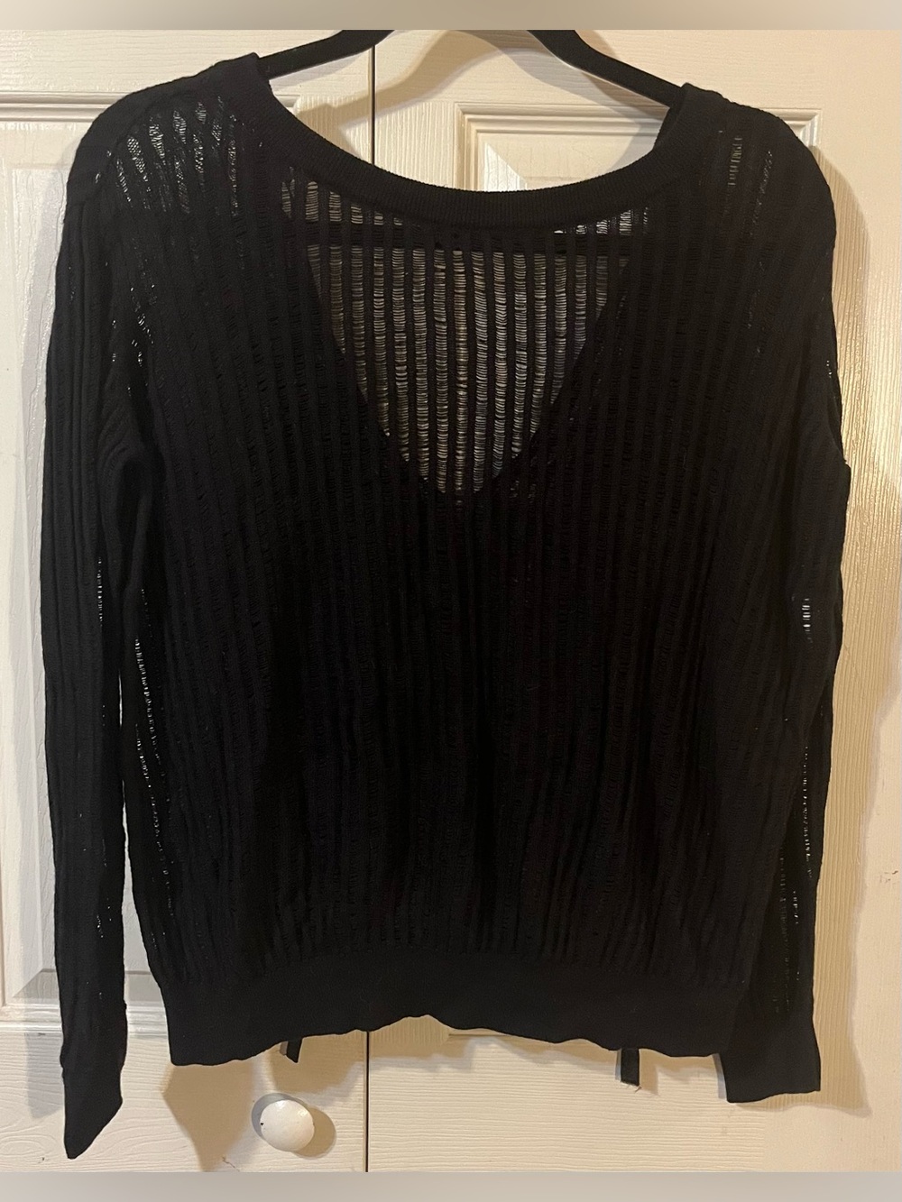 United Colors Of Benetton Lightweight Semi Sheer Knit Sweater Black Size Large - Picture 2 of 11